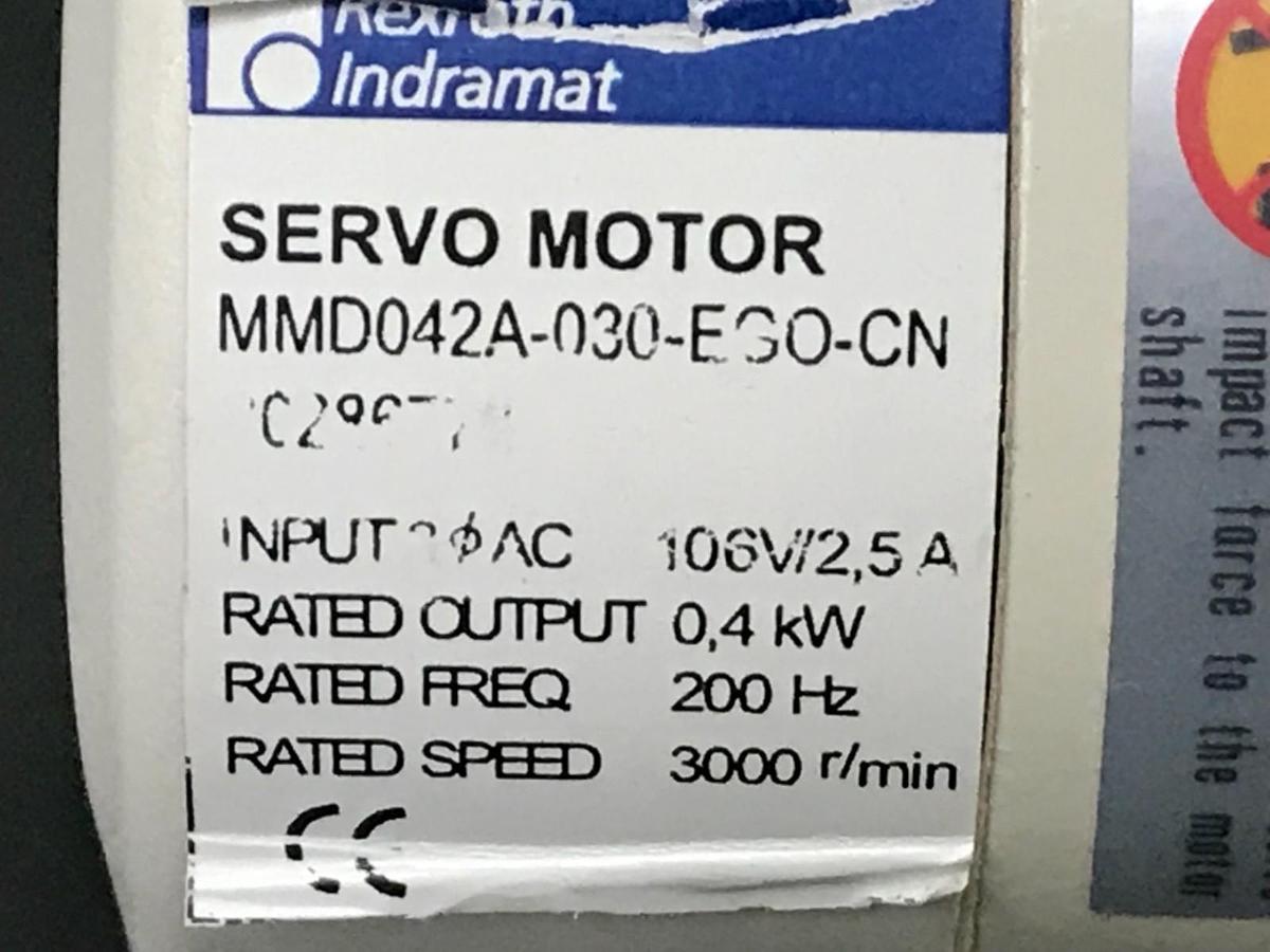 Used REXROTH INDRAMAT MMD042A-030-EGO-CN MMD SERVO MOTOR 106V/2.5A R911286778 NSMP