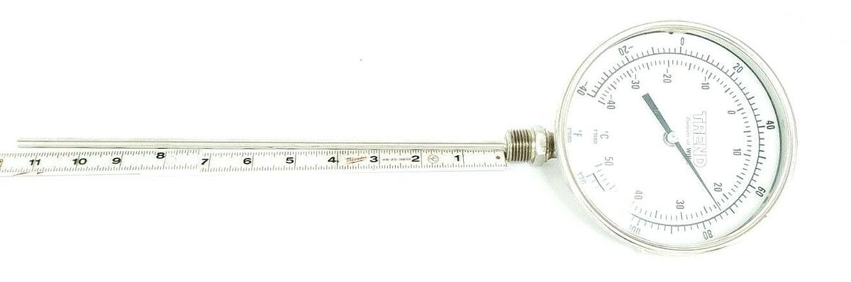 Used WIKA TREND -40 TO 120 DEG F / -40 TO 50 DEG C THERMOMETER, 12" STEM