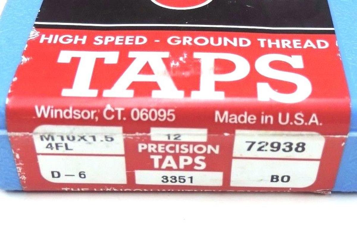 Used 12 NIB HANSON WHITNEY M10X1.5 4 FL HIGH SPEED TAPS D-6, 72938