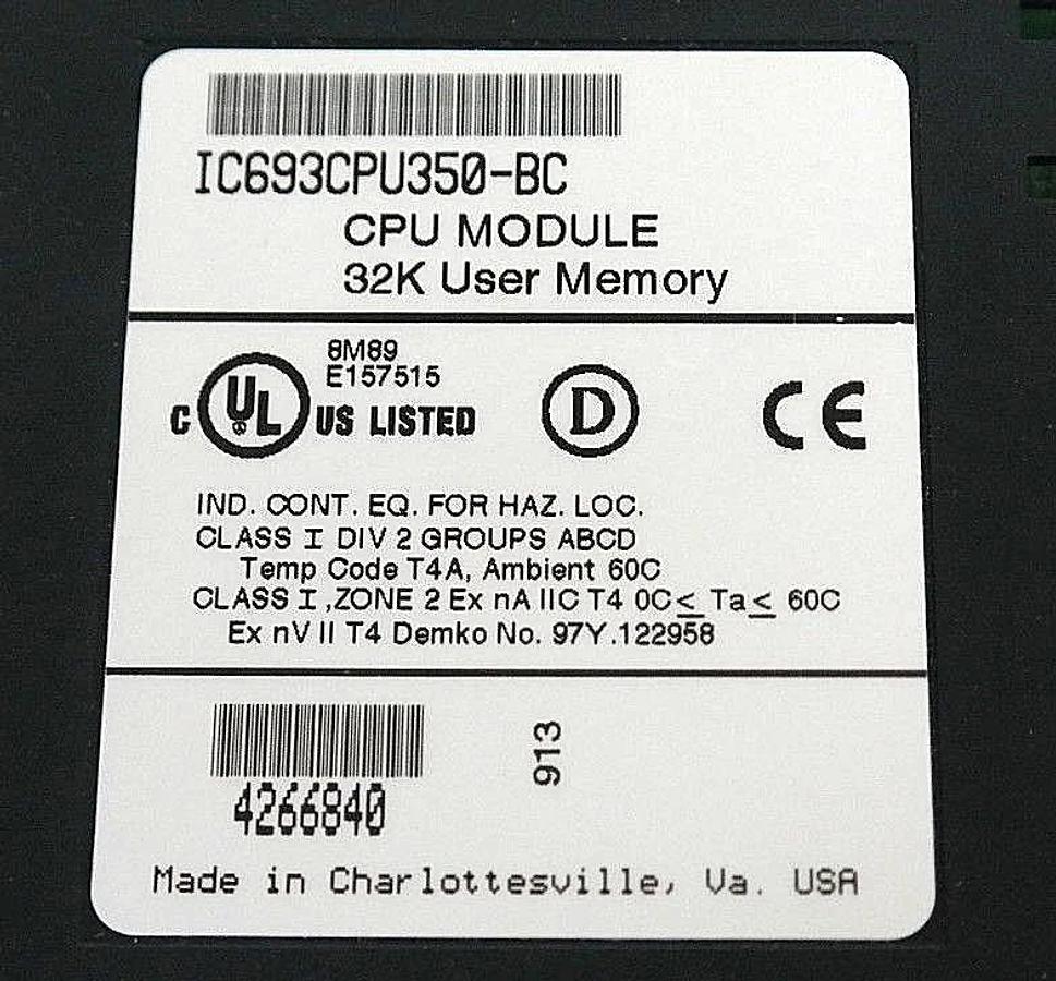 Used GE FANUC IC693CPU350-BC CPU MODULE 32K USER MEMORY IC693CPU350BC