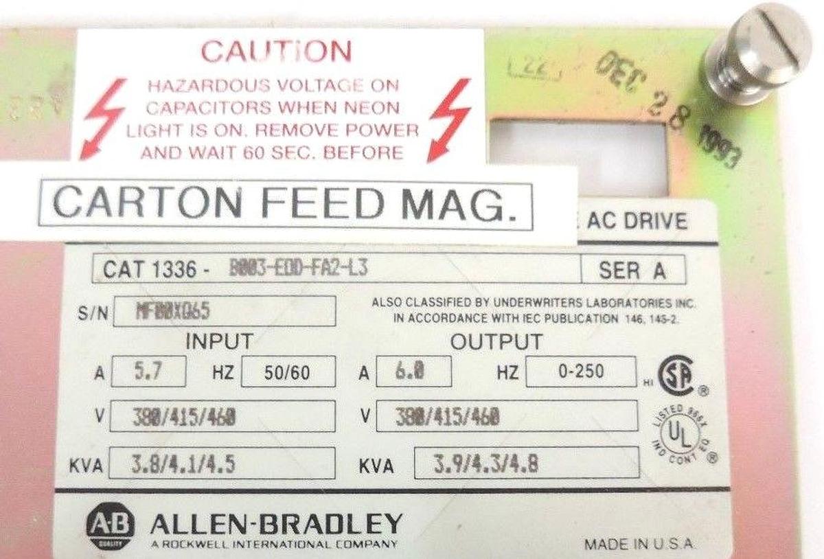 Used ALLEN BRADLEY 148363 RV. 02 DRIVE BOARD KIT #: 120659