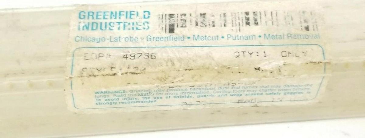 Used NEW GREENFIELD INDUSTRIES EDP# 49736 STYLE: 120 TAPER LENGTH BIT SIZE: 9/16