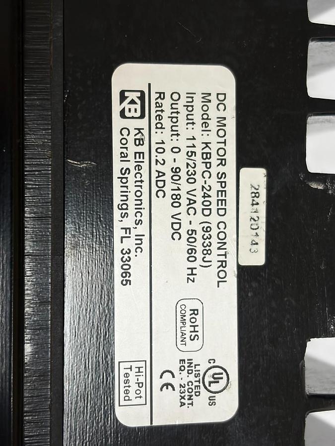 Used KB Electronics KBPC-240D Penta-Drive DC Motor Speed Control 9338J NEMA 4X