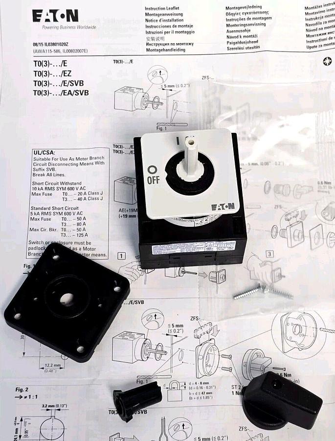 Used NIB EATON CUTLER HAMMER T3-2-10/E ON-OFF SWITCH