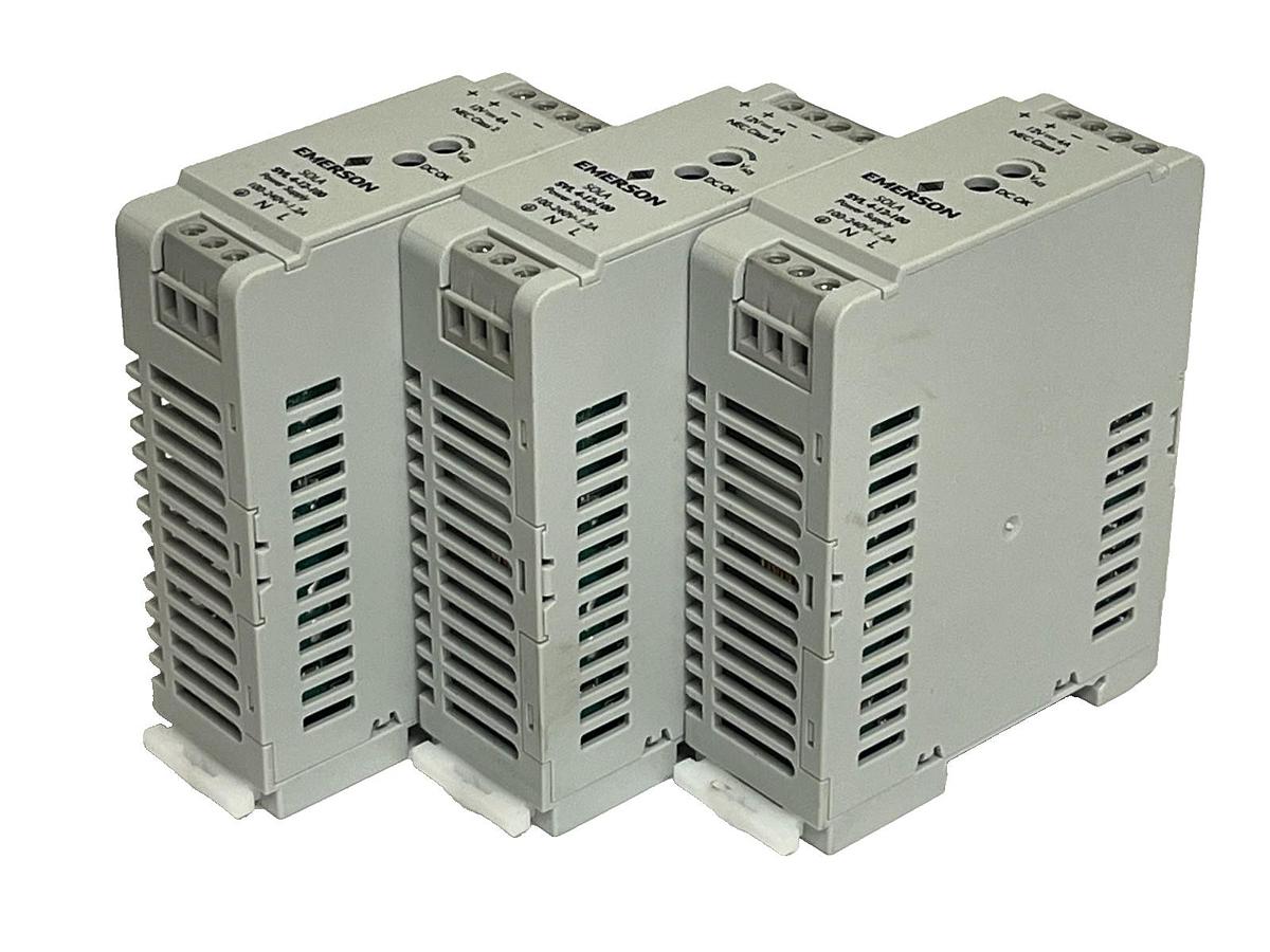 Used Lot of 3 Emerson SolaHD SVL 4-12-100 DIN Rail Power Supplies 12V 4A 48W