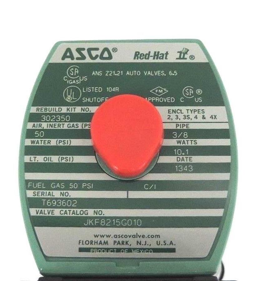 NIB ASCO JKF8215G010 SOLENOID VALVE 2WAY 10.1WATT 24V 3/8IN PORT