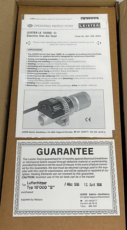 Used LEISTER TYP LE 10'000 S / 10000S ELECTRIC HOT AIR TOOL 380-440V 10-13.5kW NSMP