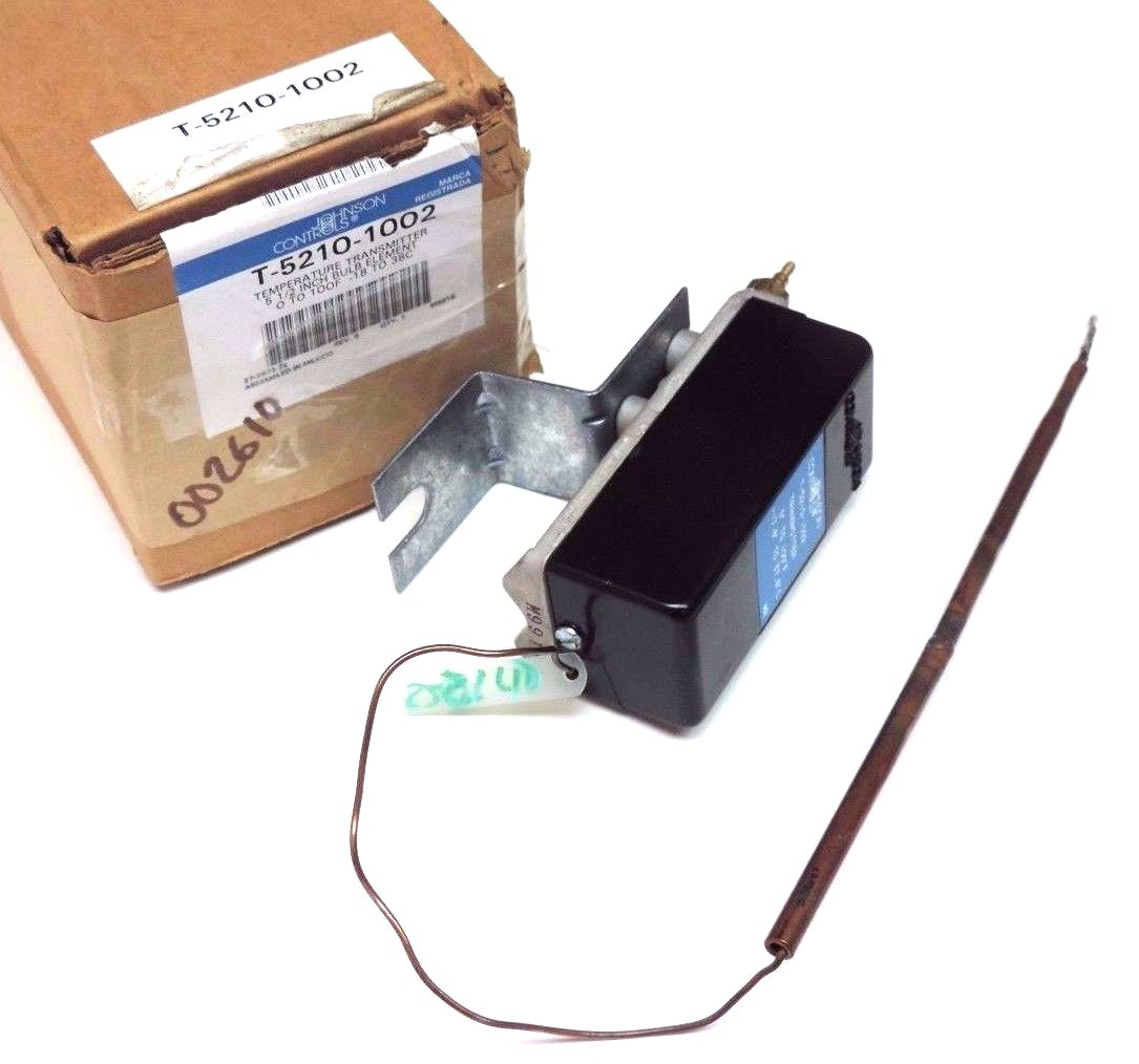 Used NIB JOHNSON CONTROLS T-5210-1002 TEMPERATURE TRANSMITTER 0-100 DEG F 5-1/2" BULB