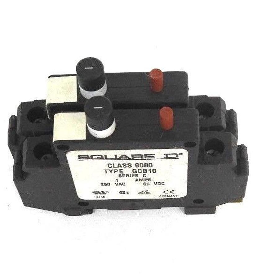 Used LOT OF 2 NEW SQUARE D 9080GCB10 SER. C CIRCUIT PROTECTORS 1.0A, 65VDC, 250VAC