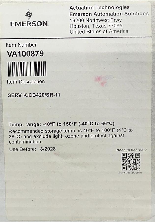 Used EMERSON VA100879 / CB420/SR-11 ACTUATOR SERVICE KIT NSMP