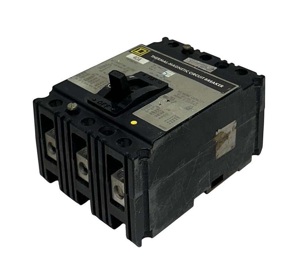 Used SQUARE D FHP36040 THERMAL-MAGNETIC CIRCUIT BREAKER 40A 600VAC/250VDC USNP
