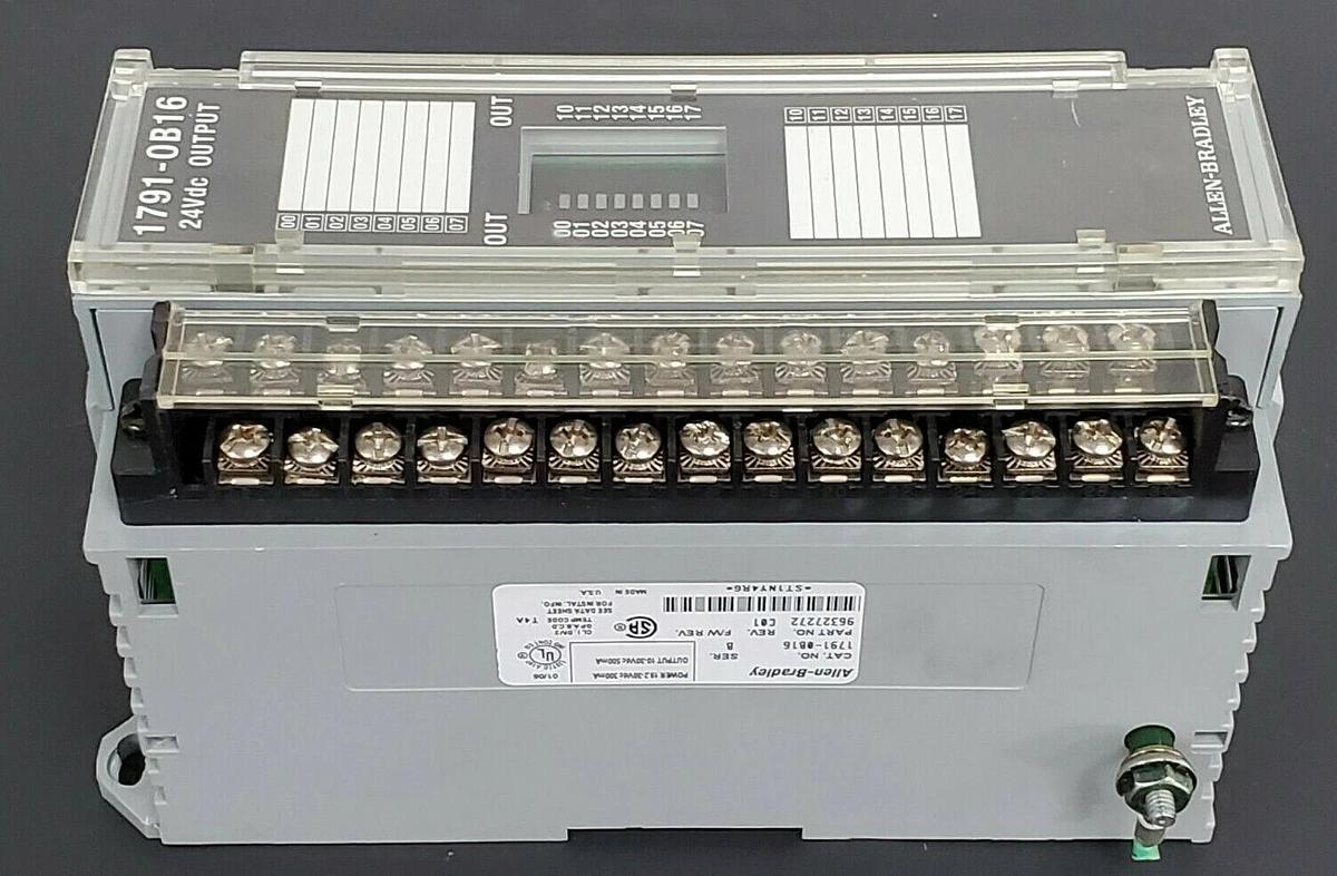 Used ALLEN BRADLEY 1791-0B16 I/O BLOCK 17910B16 SER. B REV. C01, 24VDC, P/N: 96327272