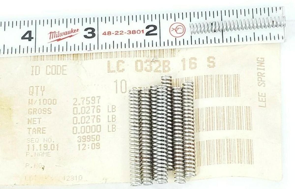 Used LOT OF 8 NEW LEE SPRING CO. LC-032B-16-S SPRINGS LC032B16S
