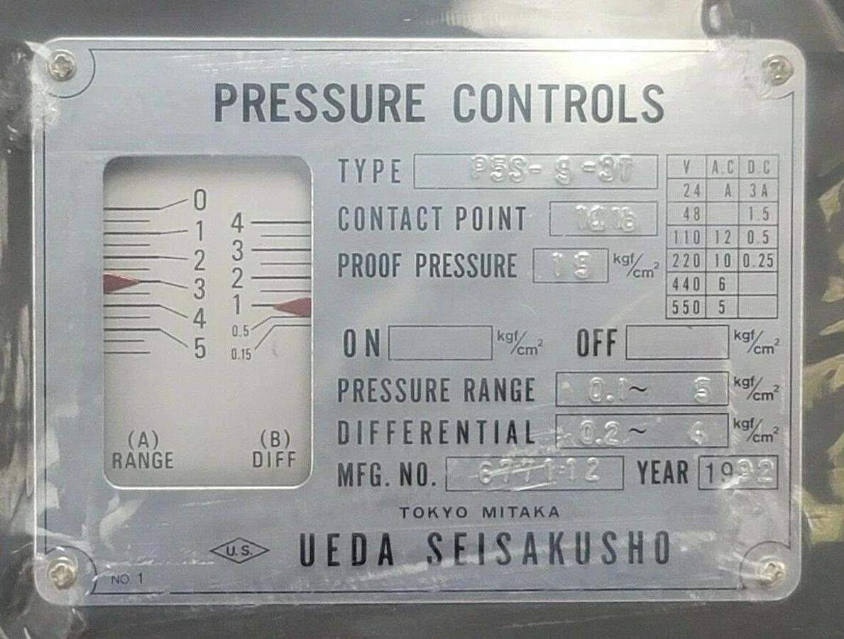 Used NIB UEDA SEISKUSHO P5S-5-3T PRESSURE SWITCH P5S53T