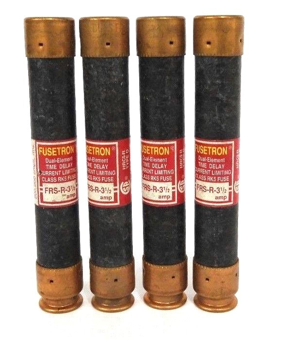Used LOT OF 4 NEW COOPER BUSSMANN FRS-R-3-1/2 FUSETRON TIME-DELAY FUSES FRSR312