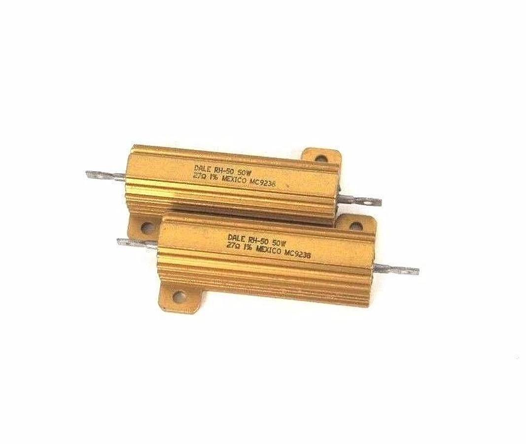 Used LOT OF 2 DALE RH-50 RESISTORS 50W, 27 OHMS, MC9238, RH50