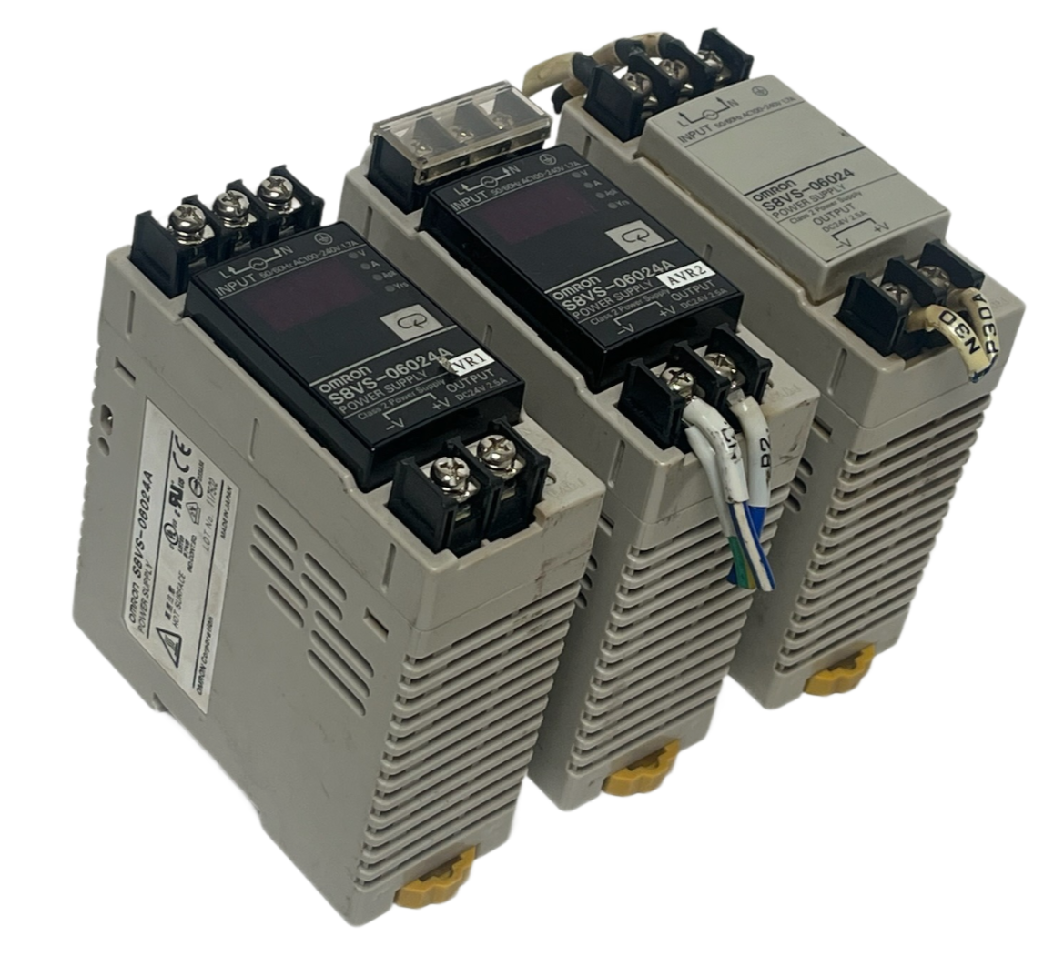 Used Lot of 3 Omron S8VS-06024A Switch Mode Power Supplies 24VDC 2.5A 60W DIN Rail