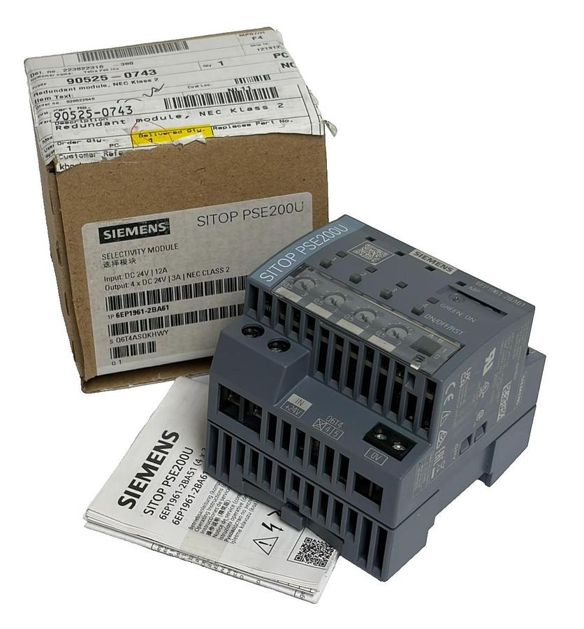 Siemens SITOP PSE200U Selectivity Module 6EP1961-2BA61 4x24V 3A NEC Class 2 New