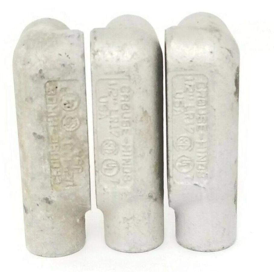 Used LOT OF 3 CROUSE-HINDS LR17 CONDUIT BODIES 1/2'' 4.0 CU. IN.