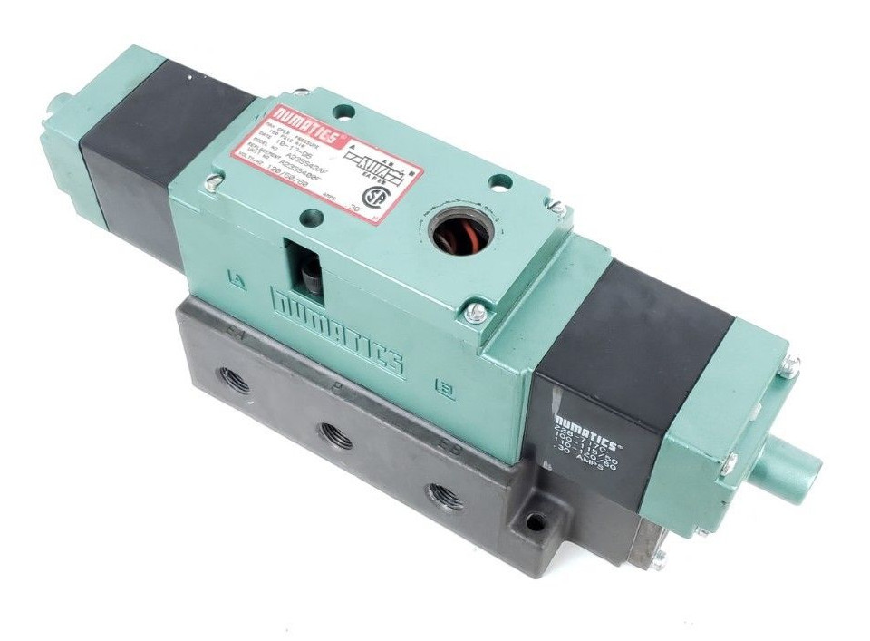 Used NUMATICS A23SS43AF SOLENOID VALVE A23SS400F W/ (2) 228-717C COILS 110-120/60
