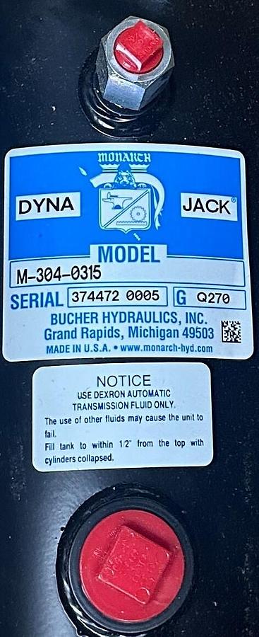 Used BUCHER HYDRAULICS M-304-0315 / 8120-S MONARCH Dyna-Jack POWER UNIT 24VDC NSMP