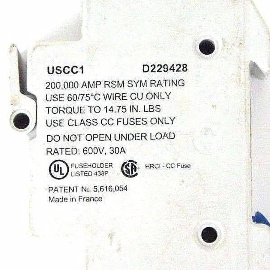 Used LOT OF 2 FERRAZ SHAWMUT USCC1 ULTRASAFE FUSE HOLDERS 30A, 600V
