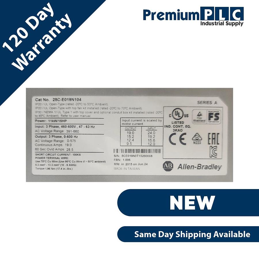 ALLEN BRADLEY 25C-E019N104 /A PowerFlex 527 11kW/15HP AC DRIVE 25CE019N104 NSMP