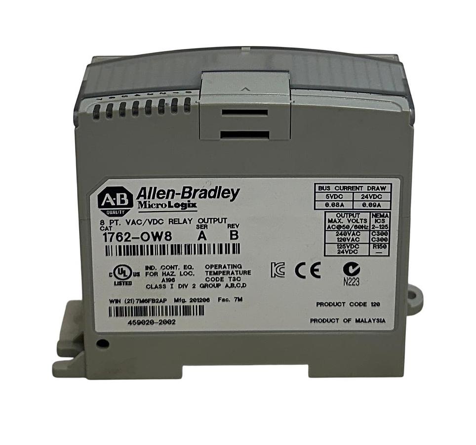 Used ALLEN BRADLEY 1762-OW8 /A MicroLogix 8-PT RELAY OUTPUT MODULE VAC/VDC USNP