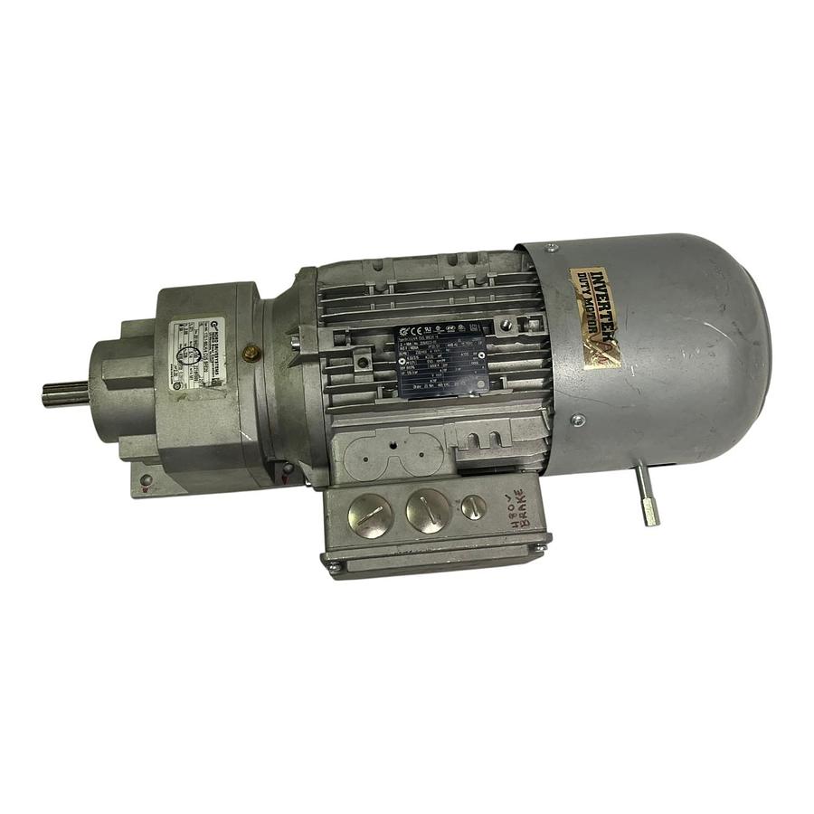 Used NORD Gearmotor SK 172.1-90LH/4 CUS BRE20 HL 2 HP 339 RPM 230/460V Inverter Duty