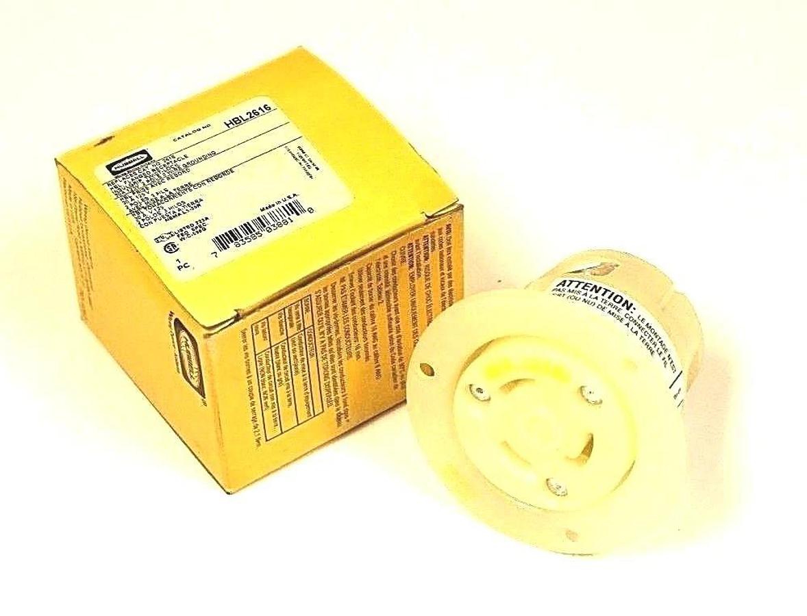 Used NIB HUBBELL HBL2616 FLANGED RECEPTACLE 30A 125V 2 POLE 3 WIRE CAT. NO. 2616