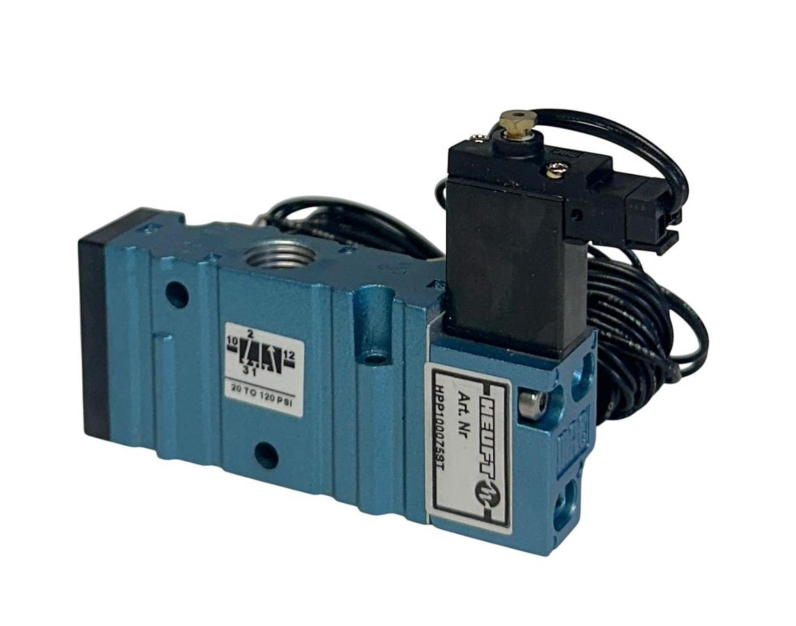 Used HEUFT MAC HPP100075ST SOLENOID VALVE 24VDC COIL 20-120PSI 3/2 WAY NSNP