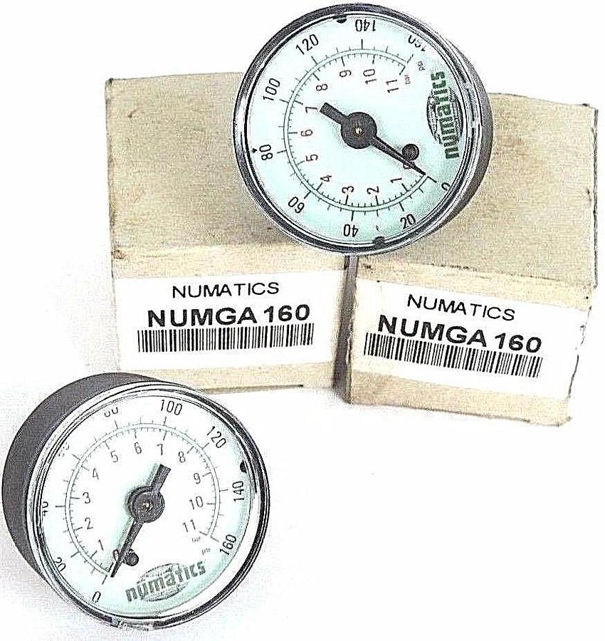 Used LOT OF 2 NIB NUMATICS NUMGA 160 GAUGES NUMGA160, 0-160 PSI, 0-11 BAR