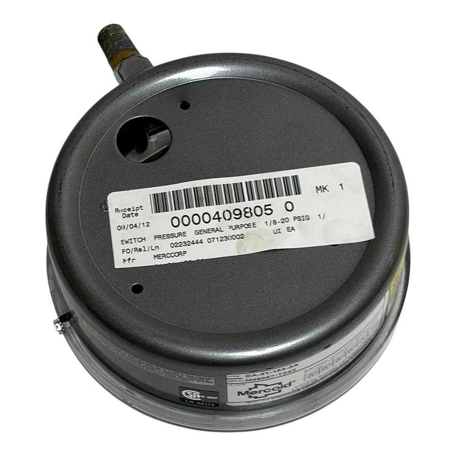Used Mercoid DA-31-153-3A Pressure Switch 1/8-20 PSIG Mercury Control New Surplus