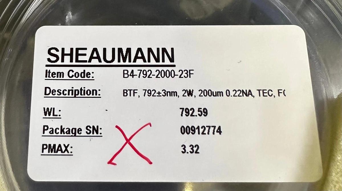 Used SHEAUMANN B4-792-2000-23F / B4792200023F LASER DIODE BTF 792+3nm 2W 200um TEC