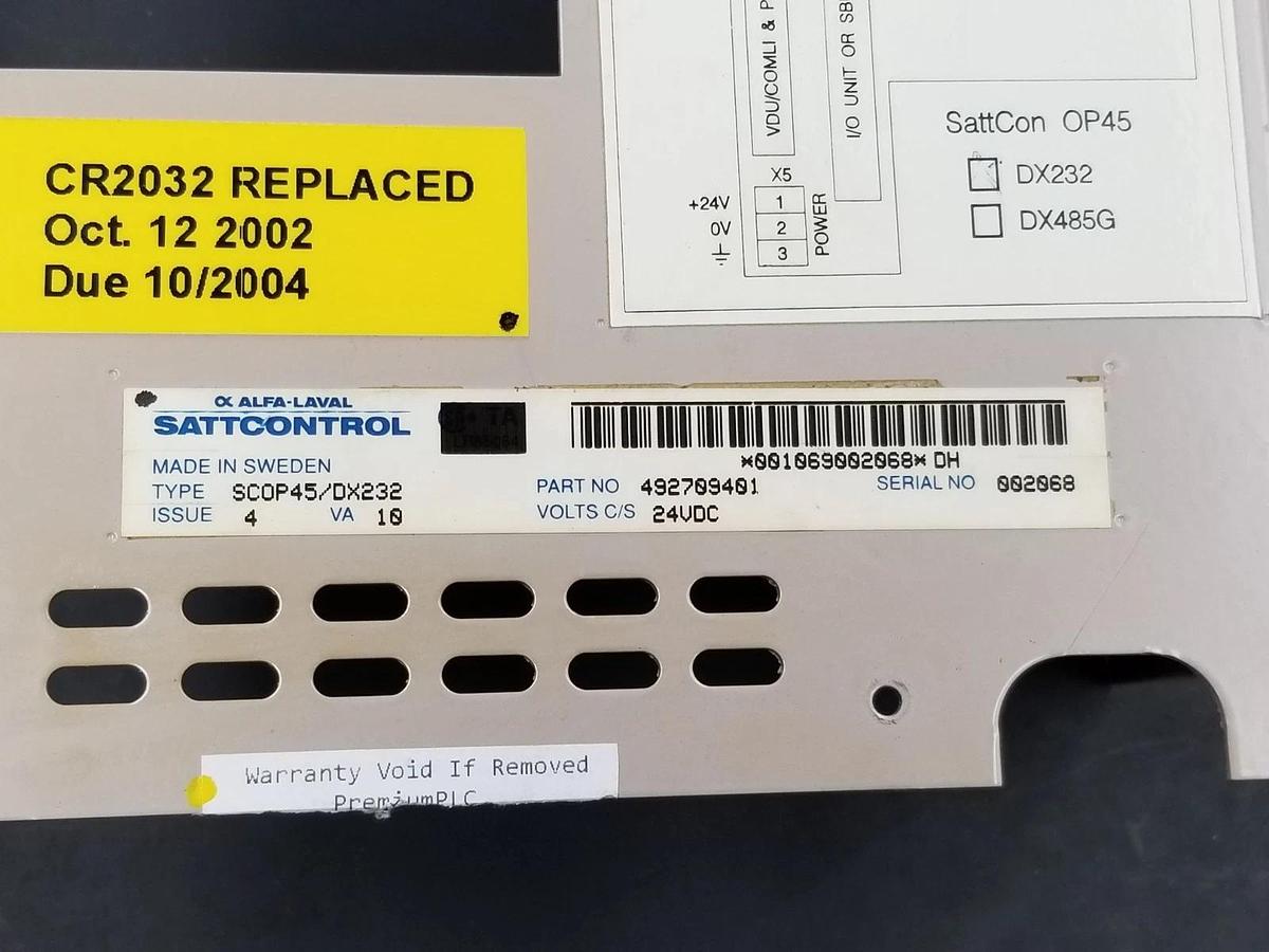Used SATTCONTROL TYPE: SCOP45/DX232 P/N: 492709401 INTERFACE (COVER ONLY)