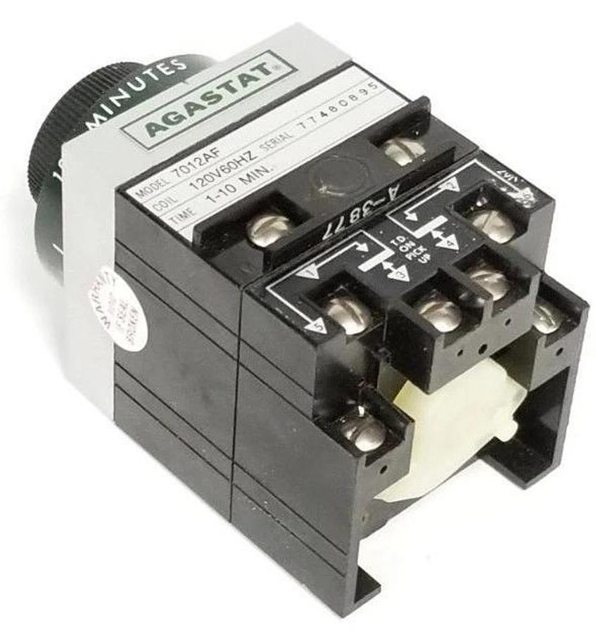 Used AGASTAT 7012-AF TIMING RELAY 1-10 MIN. 120V60HZ W/ A-3877 COIL 7012AF