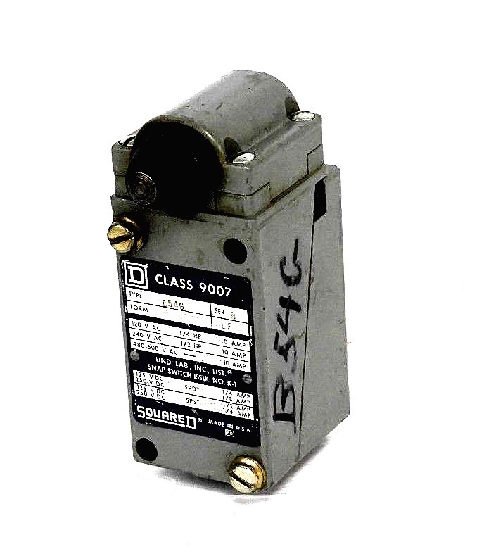 Used SQUARE D 9007-B54G SER. B LIMIT SWITCH 9007B54G