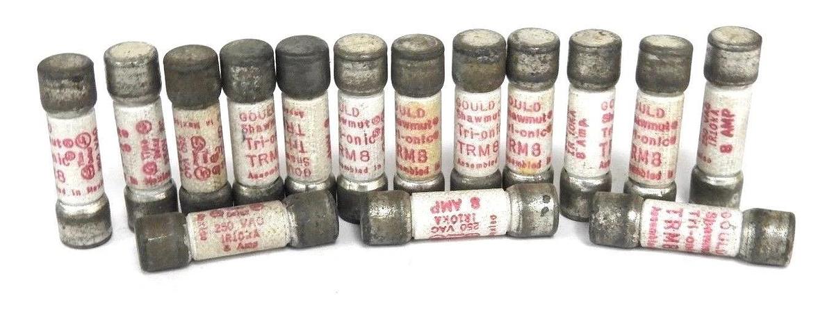 Used LOT OF 15 GOULD SHAWMUT TRM8 TRI-ONIC FUSES