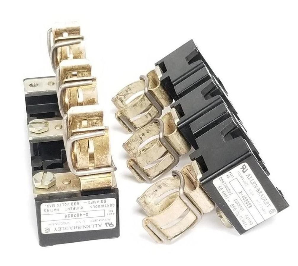 Used LOT OF 2 ALLEN BRADLEY X-402028 FUSE BLOCK HOLDERS 60A, 600V, X402028