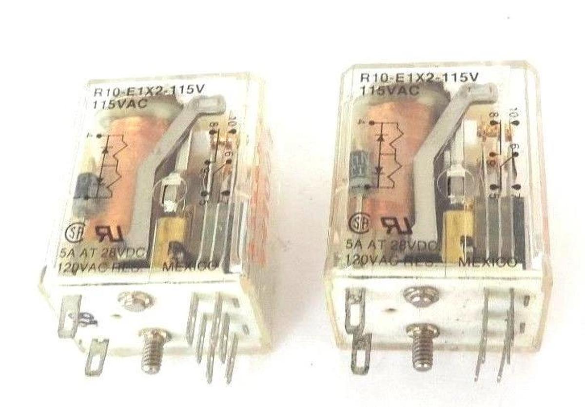 Used LOT OF 2 POTTER & BRUMFIELD R10-E1X2-115V RELAYS R10E1X2115V, 115VAC