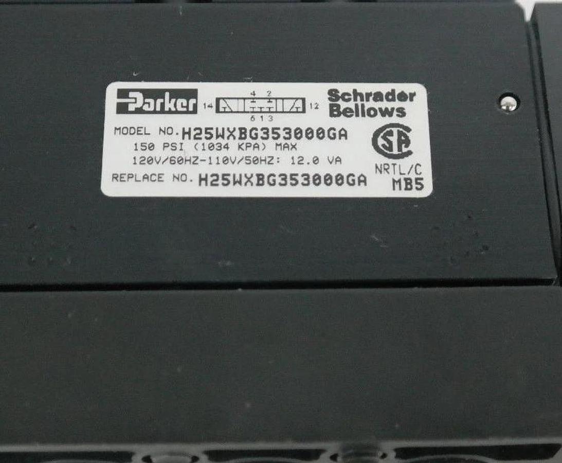 NEW PARKER SCHRADER BELLOWS H25WXBG353000GA SOLENOID VALVE 150PSI MAX