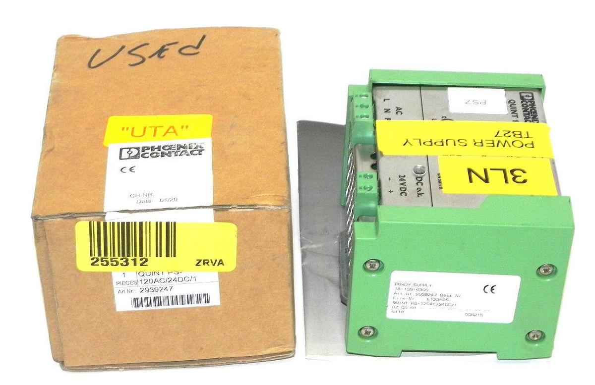 Used PHOENIX CONTACT QUINT PS-120AC/24DC/1 POWER SUPPLY ART# 2939247 78-139-4300