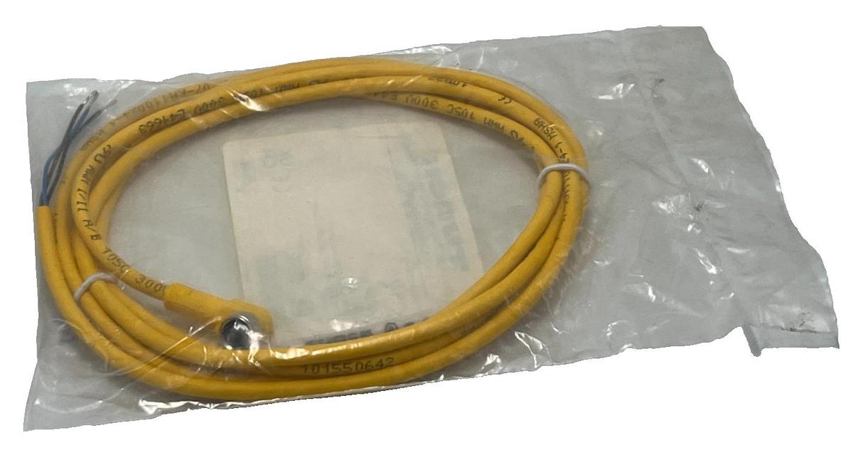 Used (2) TURCK PKW 3M-2 Right Angle Female M8 Cordset Cable 3-Pin Pigtail 2Meter NSMP