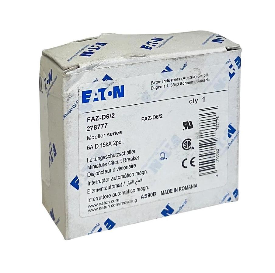 EATON FAZ-D6/2 / 278777 MOELLER SERIES CIRCUIT BREAKER 6A 15kA 2-POLE NSMP