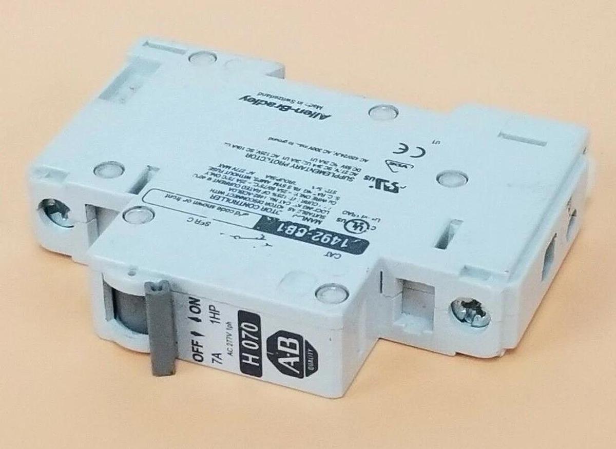 Used ALLEN-BRADLEY 1492-CB1 H 070 CIRCUIT BREAKER, 7A, 1HP, 1492-CB1H070, 1492CB1H070