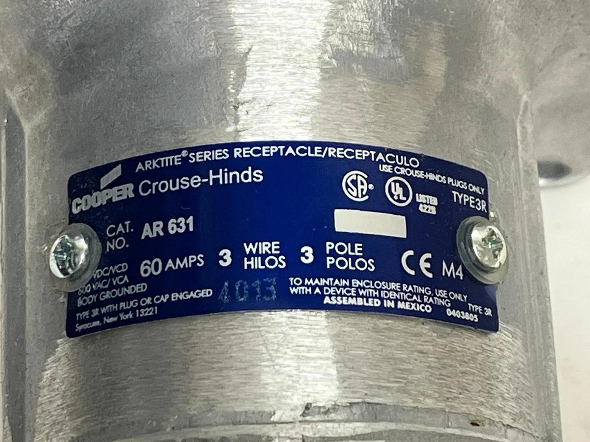 COOPER Crouse-Hinds AR631 Arktite Receptacle | 60A 3P 4W | 600VAC | NSMP
