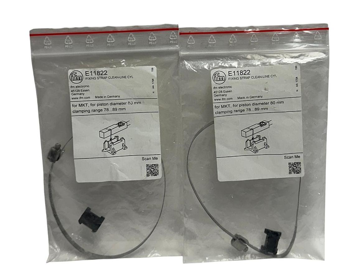 Used 2 IFM E11822 OEM FIXING STRAP CLEAN-LINE CYL FOR MKT 80mm RANGE- 78-89mm NSMP