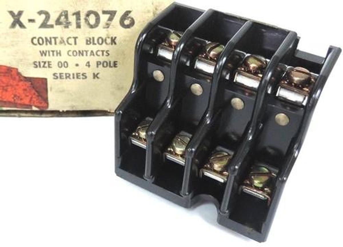 Used NIB ALLEN BRADLEY X-241076 CONTACT BLOCK, SIZE 00, 4 POLE SERIES K, X241076