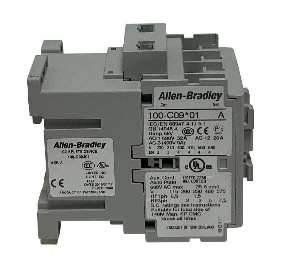 Used ALLEN BRADLEY 100-C09J01 /A BULLETIN 100 CONTACTOR 24V 60Hz 3NO/1NC NSMP