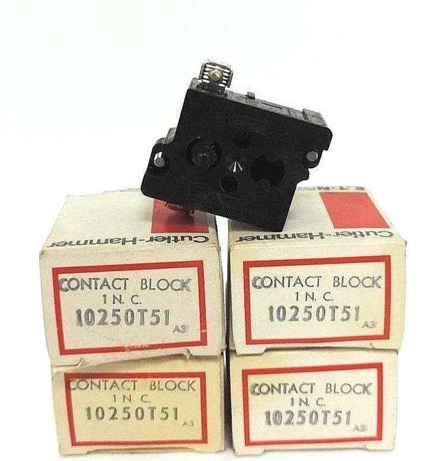 Used LOT OF 4 NIB CUTLER HAMMER 10250T51 SER. A3 CONTACT BLOCKS 1 N.C.